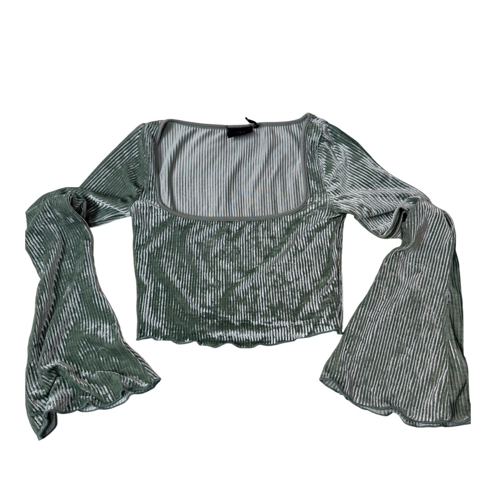 Out From Under Velvet Bell Sleeve Crop Top Size S